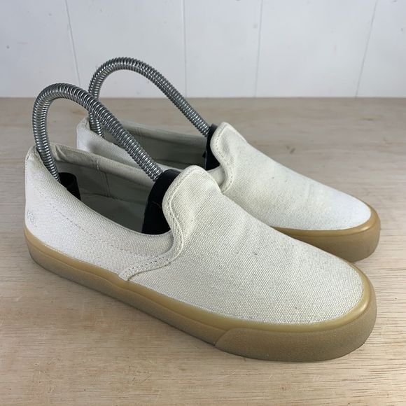 Madewell White Canvas Slip-On Shoes Preppy Boho AH764 Women's Size 6.5 - Picture 1 of 9